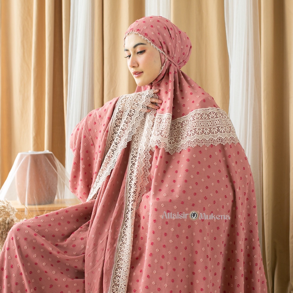 mukena dewasa airflow crinkle dot elegan mewah daily apm renda uragiri premium cantik