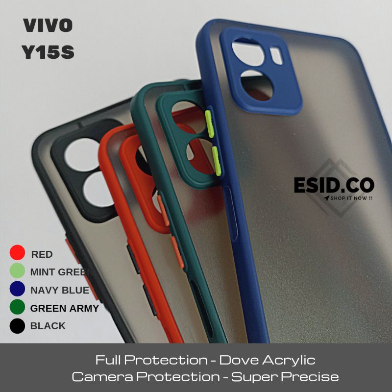 Case Vivo Y15s Camera Protection Frosted Acrylic Dove Matte