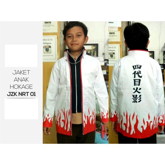 Jaket Anak Anime Hokage Yondaime Naruto Putih Child - JZK NRT 01