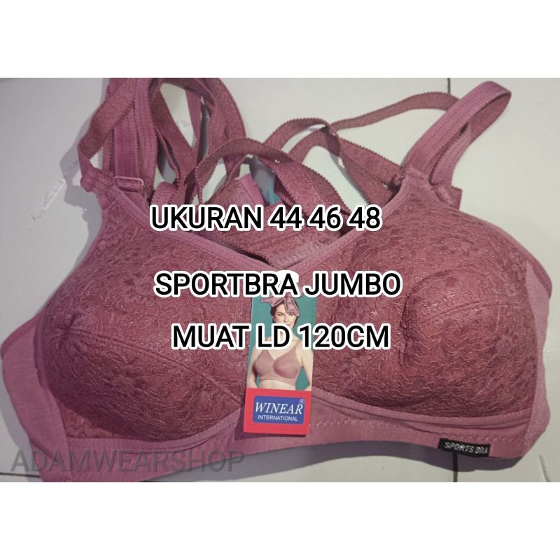 Sport bra jumbo LD 120cm lebih size 44 46 48 kait 3/kancing 3