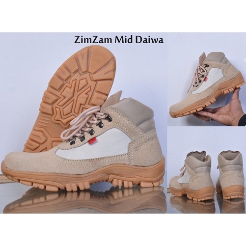 promo sepatu zimzam Daiwa Mid boots safety suede gaya murah