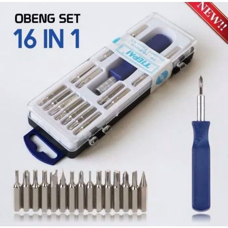 obeng isi 16 obeng set 16 in 1 obeng hp, laptop, pc, dsb