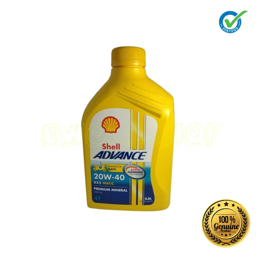 OLI SHELL ADVANCE 4T AX5 SCOOTER MATIC 20W-40 0,8 L 100% Original Product