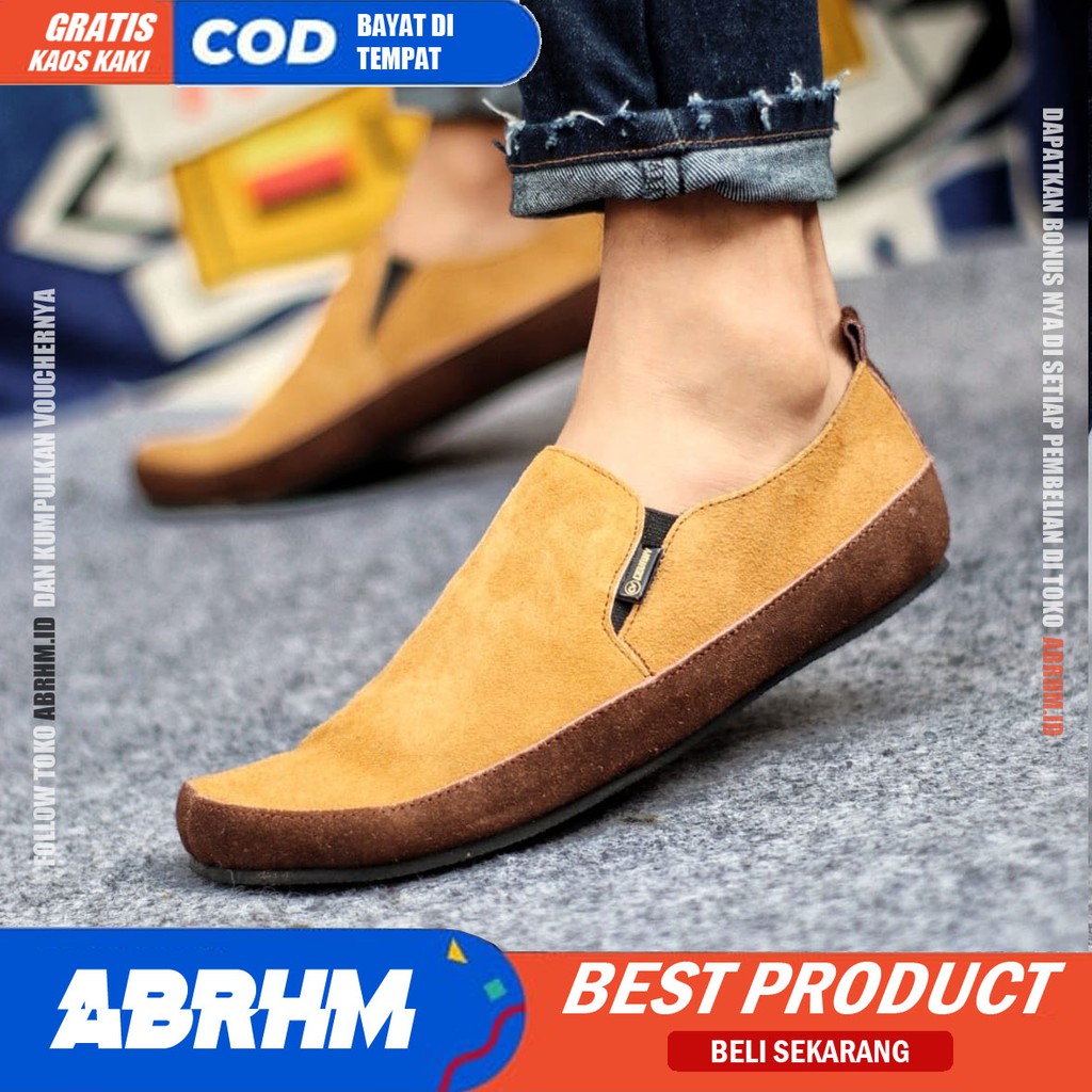 MARIO Sepatu Slip On Pria Sepatu Pria Casual Sepatu Slip Antislip Slop Kerja Kantor Cowok/Cowo Ori Sepatu Kasual Kekinial Santai Murah Terlaris