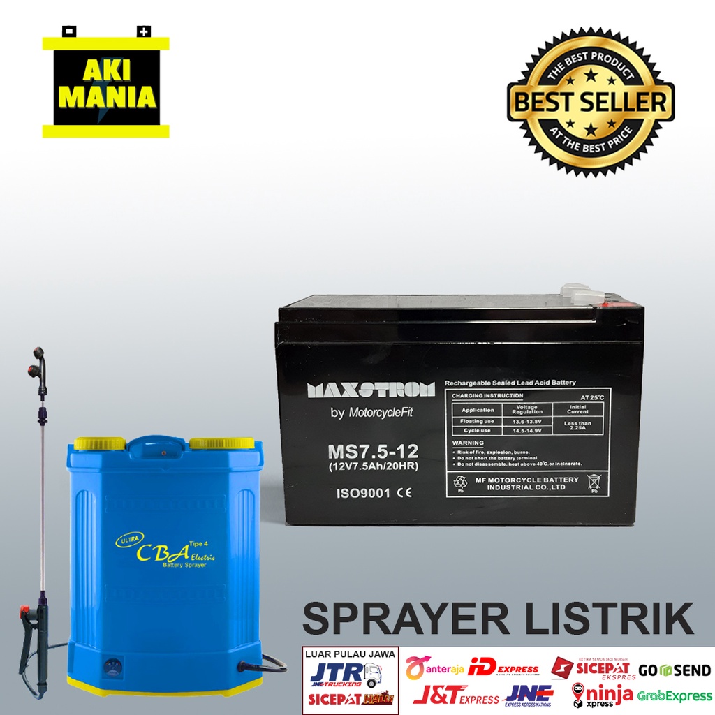 Aki sprayer listrik 12V 7.5Ah Aki MAXSTROM 7.5-12
