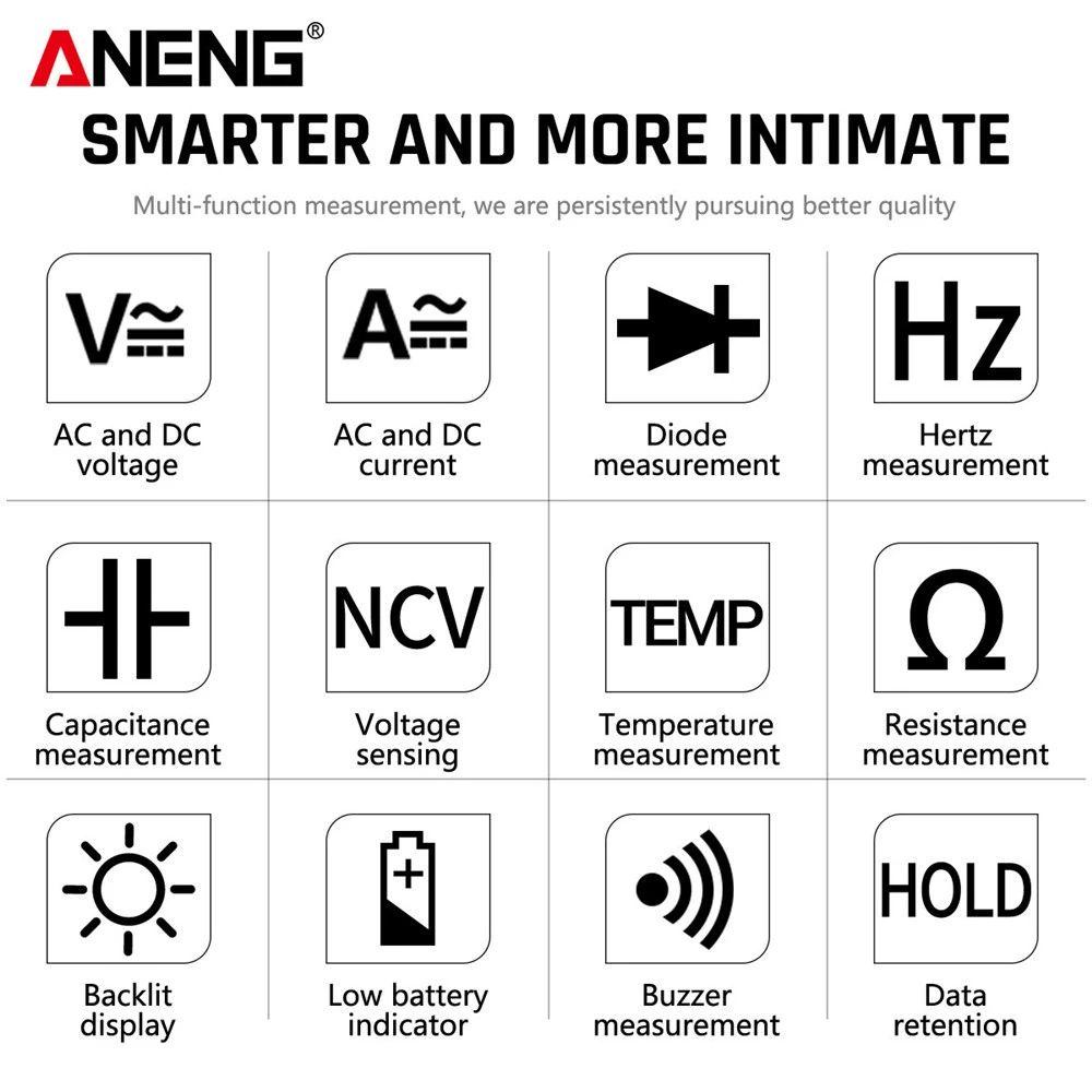 Solighter Digital Smart Multimeter ANENG Q1 99999 Hitungan DIY Transistor Kapasitor NCV Tester Analog Profesional Tester