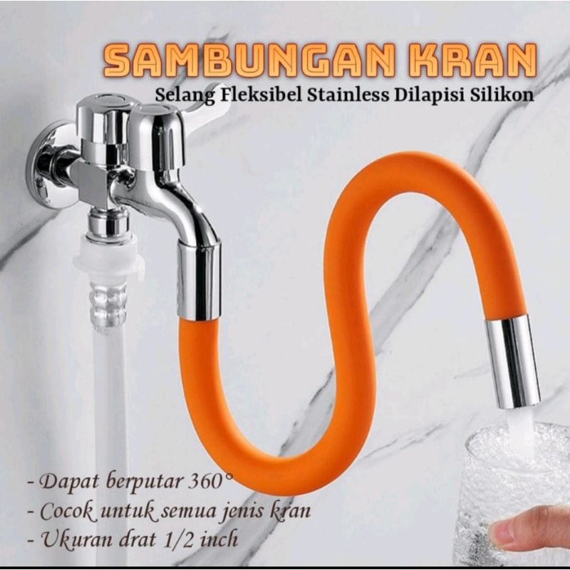 SAMBUNGAN KRAN AIR FLEKSIBEL SELANG SILIKON 360 DERAJAT