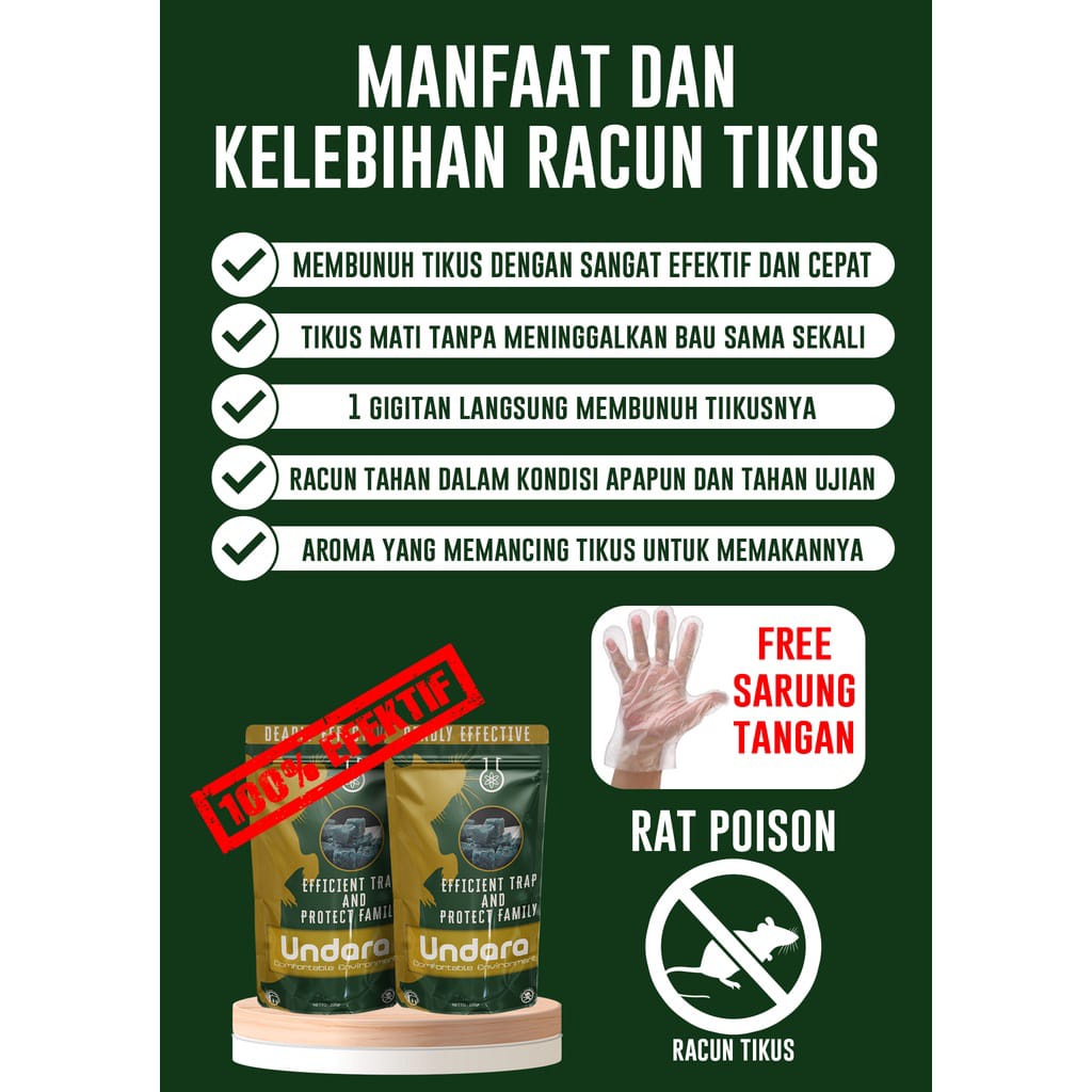 Racun Tikus UNDARA Rat Racoon Tikus Mati Tanpa Bau Bangke Tikus Hama Tikus Sawah Tikus Rumah Tikus Pekarangan Tikus Kebun Tanpa Pancingan Makanan Umpan Obat Tikus Pembasmi  Kering