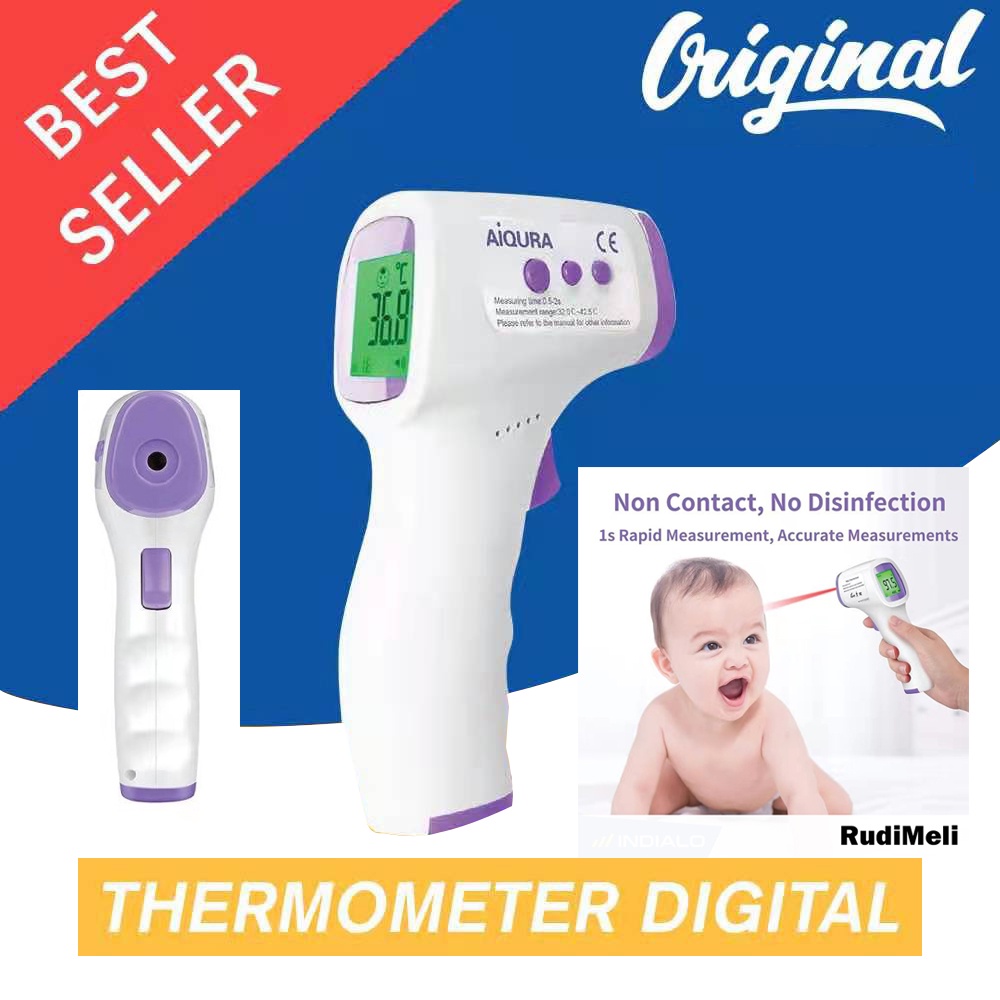 Alat Pengukur Suhu Badan tembak Termometer Gun Termometer Infrared Thermometer Digital+ baterai lengkap