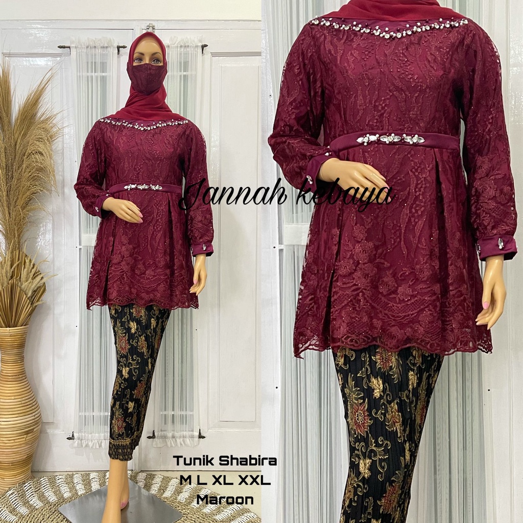 Permata Olshop / Kebaya Brokat Shabira JN / Kebaya Lamaran / Kebaya Wisuda Modern / Blouse Tunik Modern