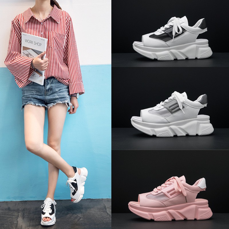 Sepatu Sandal  Wanita  Model Korea Casual Sol Tebal Bahan 