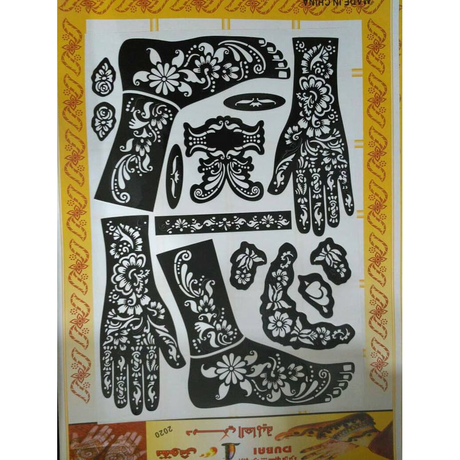 Cetakan Stiker Henna Tangan Shopee Indonesia