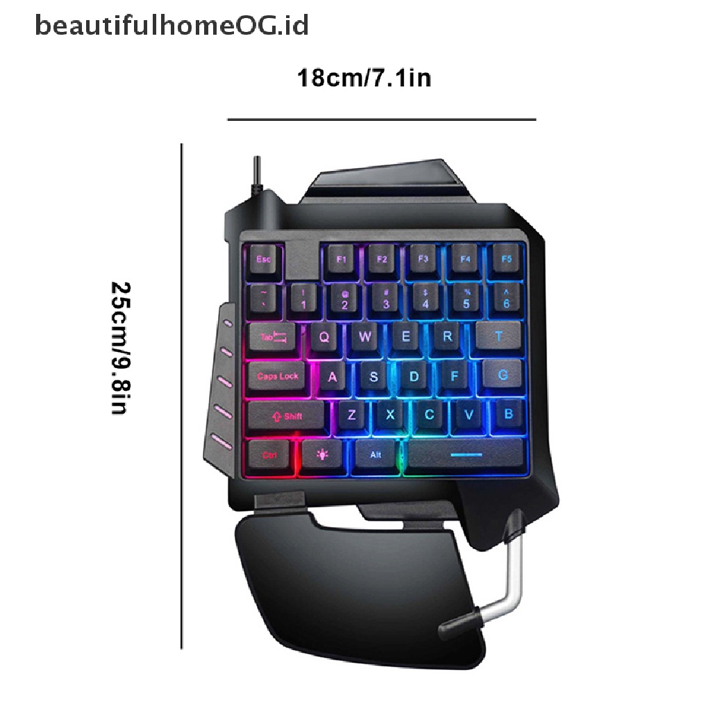 / / Beautifulhomeog.id / Keyboard Gaming Mekanikal Mini Satu Tangan Dengan Backlight RGB