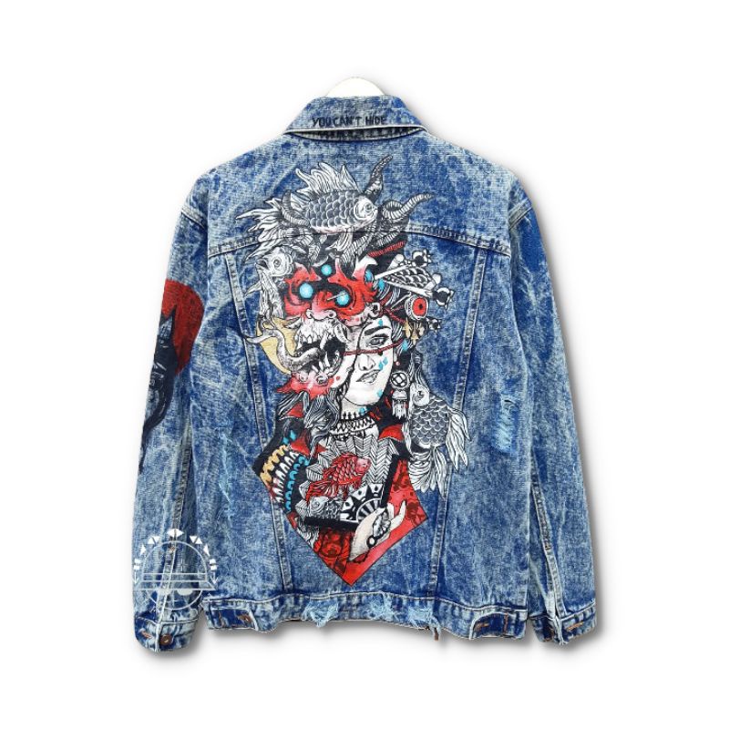 Arfacloth - Denim Jacket Sandwash Bushido - Jaket Jeans Custom - Lukis Painting Art