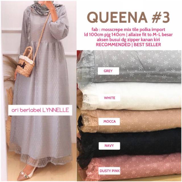 DRESS BAHAN MOSCREPE MIX TILE POLKADOT IMPORT | WEDDING DRESS | PARTY DRESS | BUSUI FRIENDLY | ORI