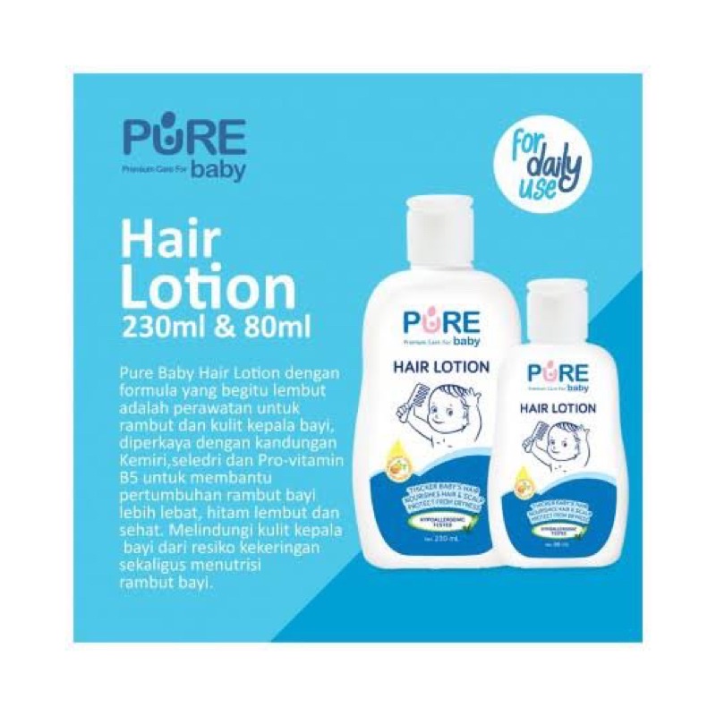 Promo!!! Pure Baby Hair Lotion 80ml 80 ml 230ml / Pure Hair Lotion 80ml 230ml 230ml