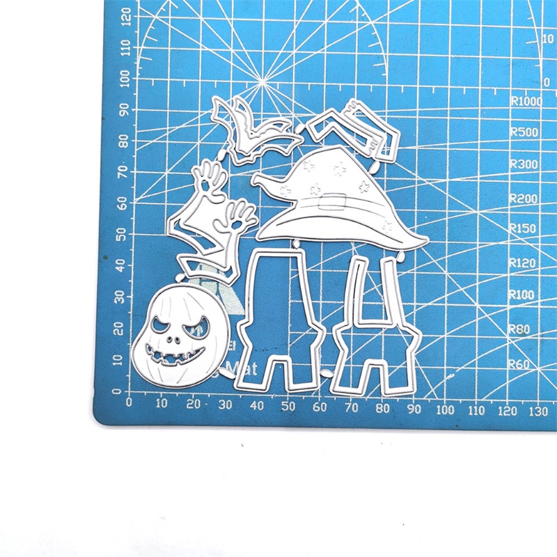 Cetakan Stensil Cutting Dies Motif Labu Kelelawar Halloween Bahan Metal Untuk Scrapbook