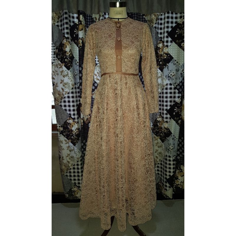 Preloved Gamis full brokat umbrella setengah lingkaran