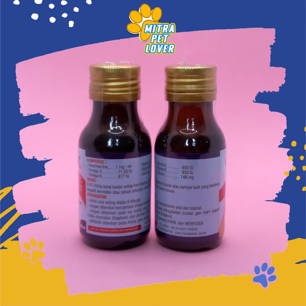 OBAT ANTI DEMODEX KUTU &amp; SCABIES ANJING - INVERMEX DOG 60 ML - OBAT ORAL BASMI JAMUR ANJING DOG PUPPIES - KAYA OMEGA - MURAH GARANSI ORIGINAL - PET ANIMAL HEALTHCARE VETERINARY TAMASINDO KESEHATAN VITAMIN HEWAN BINATANG PELIHARAAN MITRAPETLOVER