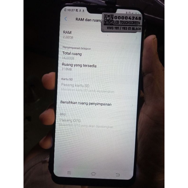 vivo y81 2/16 minus lcd mesin normal garansi