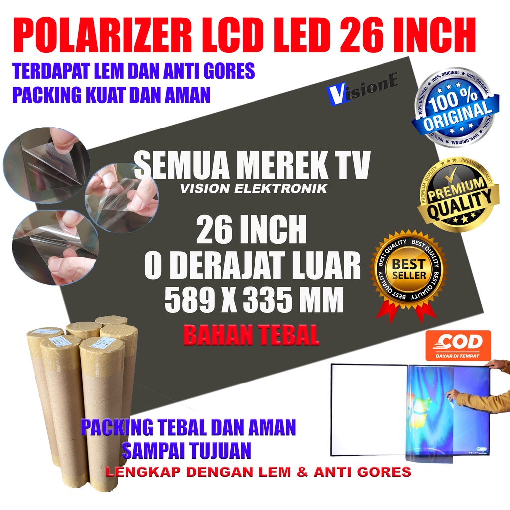 Polariser LCD LED 26 inch 0 derajat bagian luar plastik polarizer 26 inch luar polaris lcd 26 inch polarized lcd