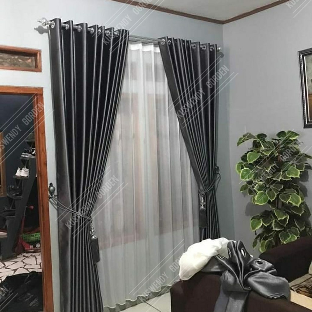 Gorden Blackout Embos 150 x 200 cm Tinggi 2 meter Hordeng Polos Jendela Pintu Tirai Minimalis