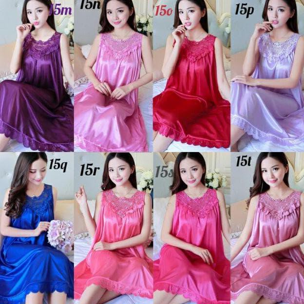 Ready-Dong Baju Tidur Daster Jumbo Happy Generasi 2 Piyama Dress Lingeri - Maroon