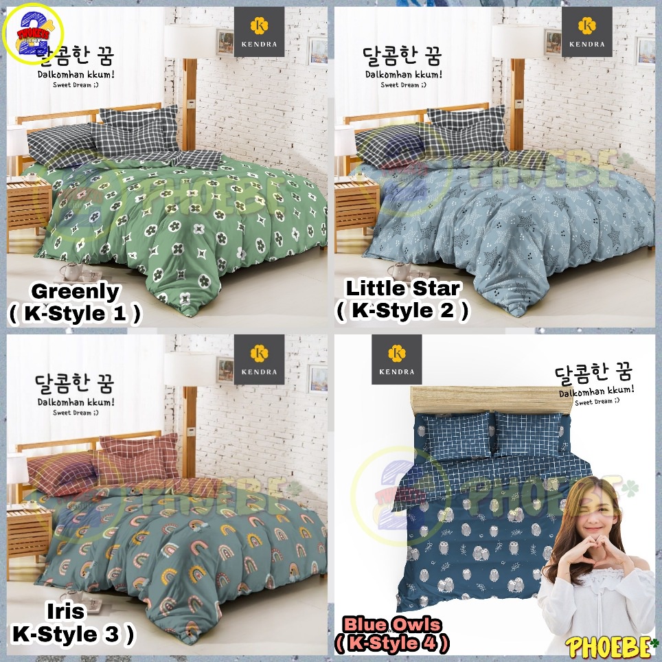 Sprei KENDRA 160x200 / 180x200 T20 - Arcadia Blue Owls Coffee House Iris Litte Star Saranghae Sweet 