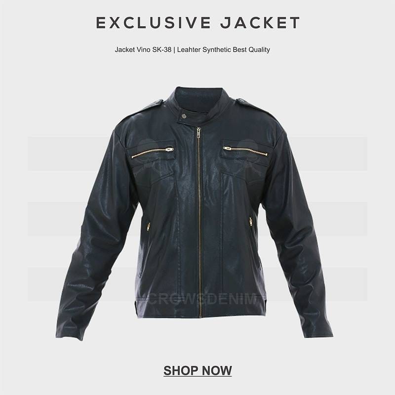 JAKET KULIT VINO, JAKET COWOK, JAKET MOTOR, JAKET KOREAN STYLE, JAKET ORI CROWS DENIM, SK38