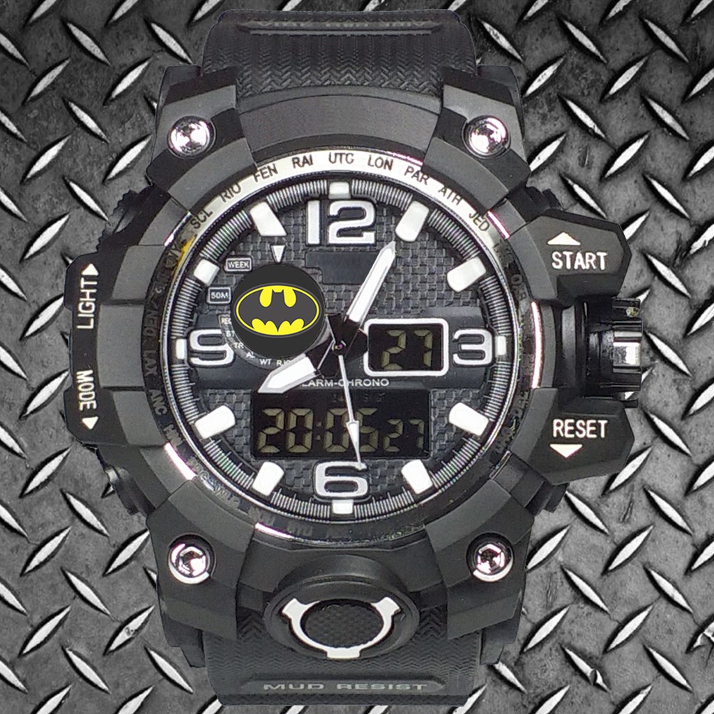 (Istimewa Bossque) Jam BATMAN Double Time List Putih (Exclusive)