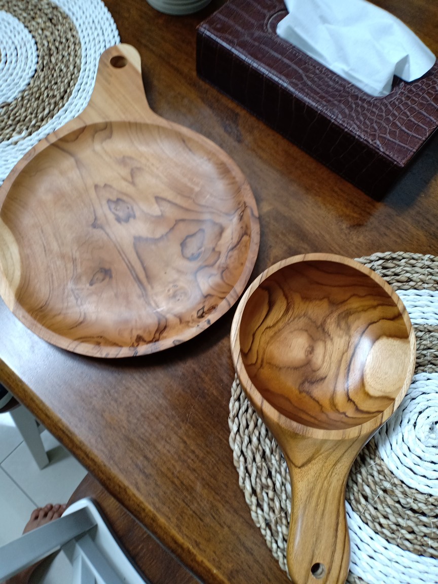 Nampan Pizza Bundar Dari Kayu Jati