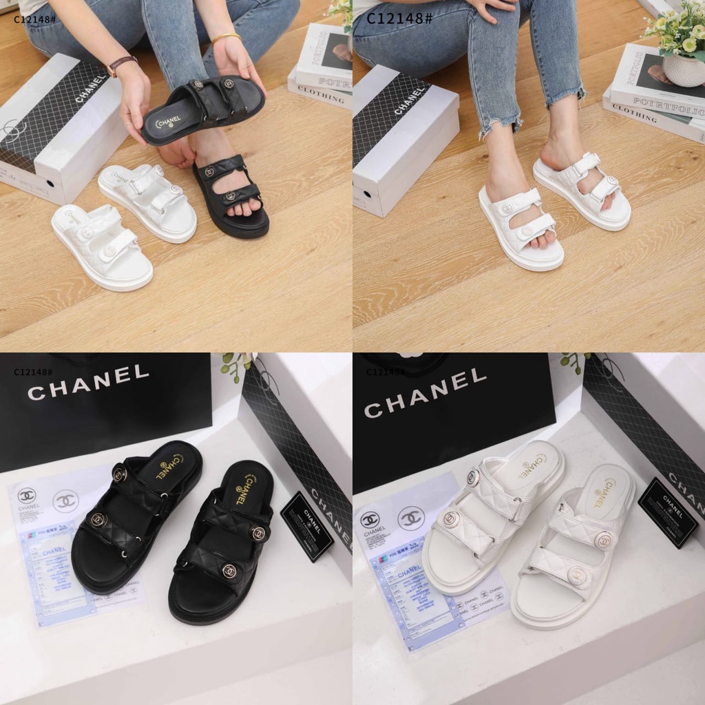 Chanel Dad Velcro Quilted CC Women With Logo Sandal C12148#