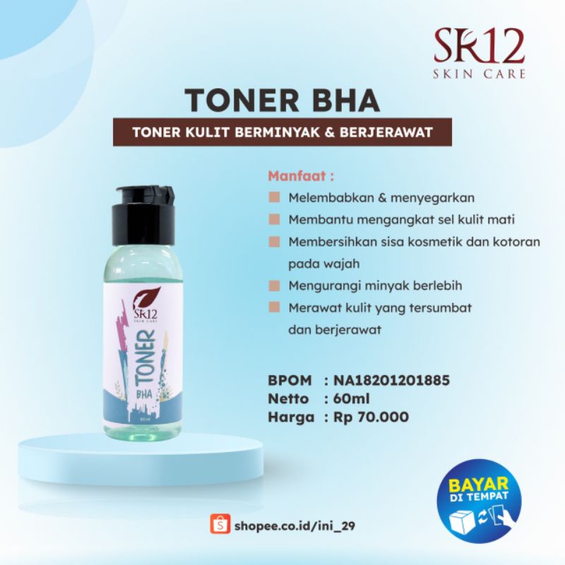 TONER BHA SR12 Eksfoliasi eksfoliater kulit beruntus dan jerawat
