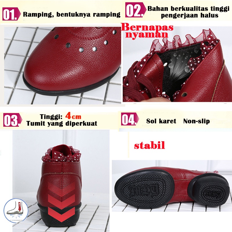Sepatu dance wanita Sepatu Dansa Latin/ Line Dance Semi Boots Renda sepatu Wanita sepatu bot pendek sepatu jala