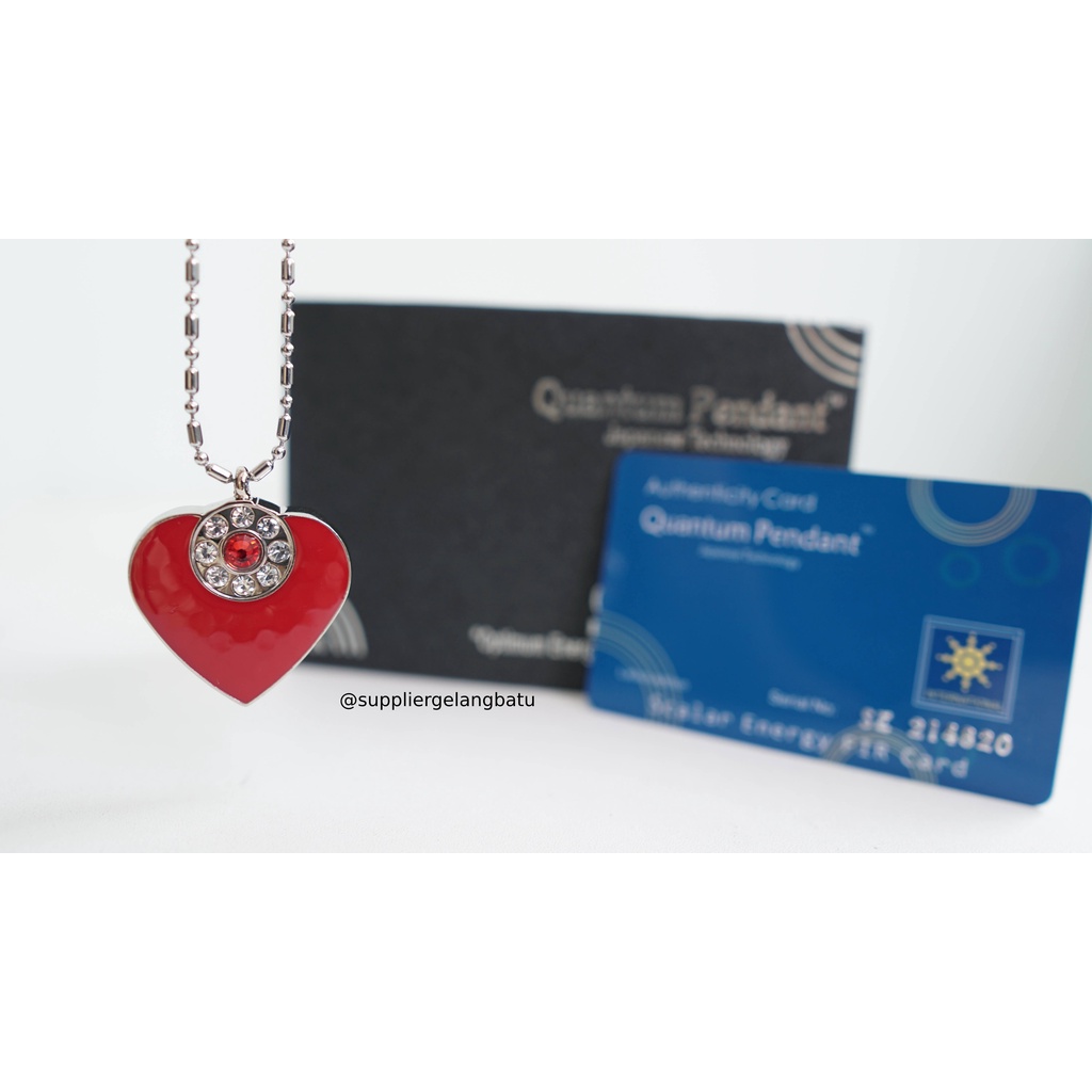 Kalung quantum pendant LOVE permata giok MERAH CABE bersertifikat