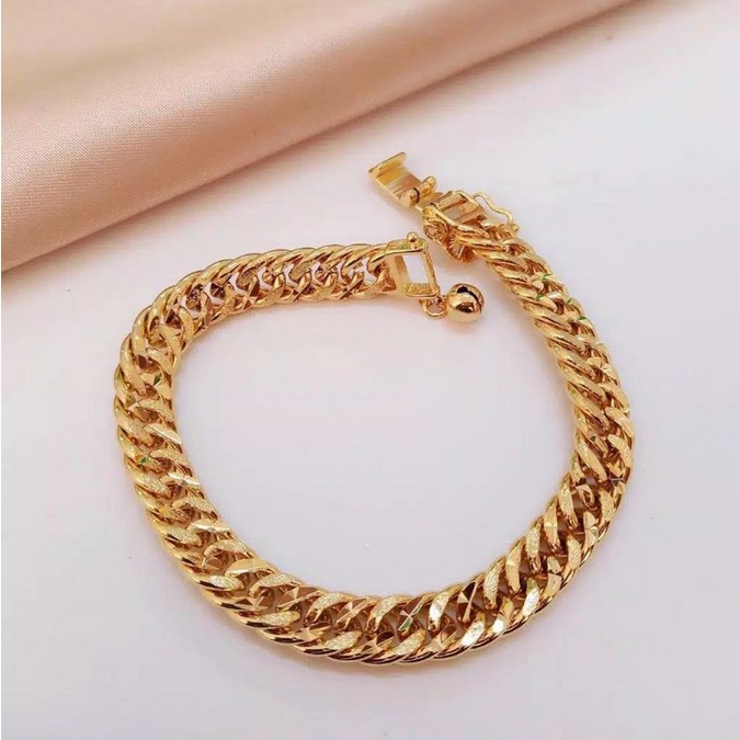 4184338 Gelang Tangan Rantai Sisik Naga Tebal Gelang Titanium Lapis Emas Anti Karat 24k