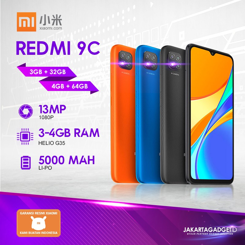 Redmi 9C 3GB+32GB / 4GB+64GB Garansi Resmi Xiaomi 1 Tahun