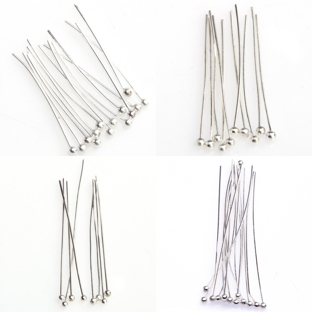 100pcs 25mm 30mm 40mm 50mm Smooth Metal Ball Head Pins Silver Tone Diy Accessories Supplies For Jewelry Making Findings