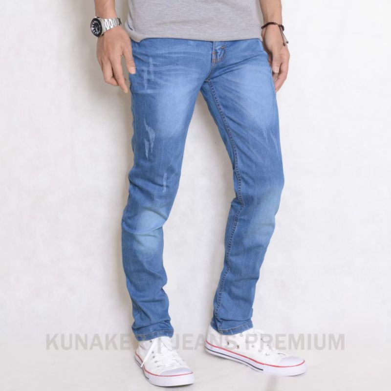 celana ripped jeans pria tidak tembus , ripped jeans denim original underline &amp; kunaker