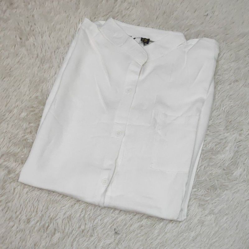 Kemeja Wanita Oversize Rayon Twill Premium Jumbo dan Standar-L - Putih bw KS