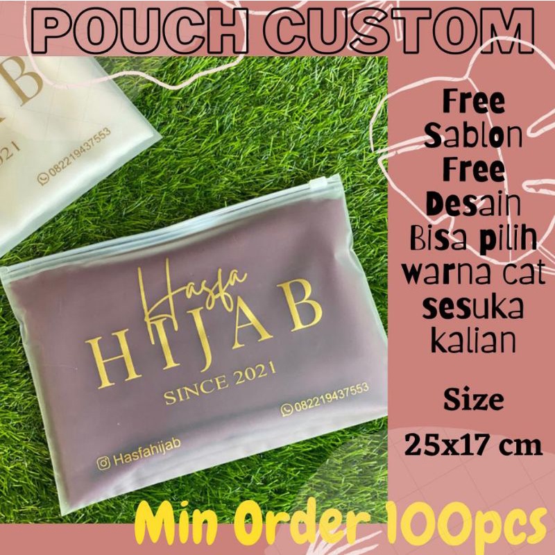 POUCH HIJAB/ZIPLOCK CUSTOM LOGO/ZIPPER BAG/KEMASAN HIJAB/POUCH CUSTOM
