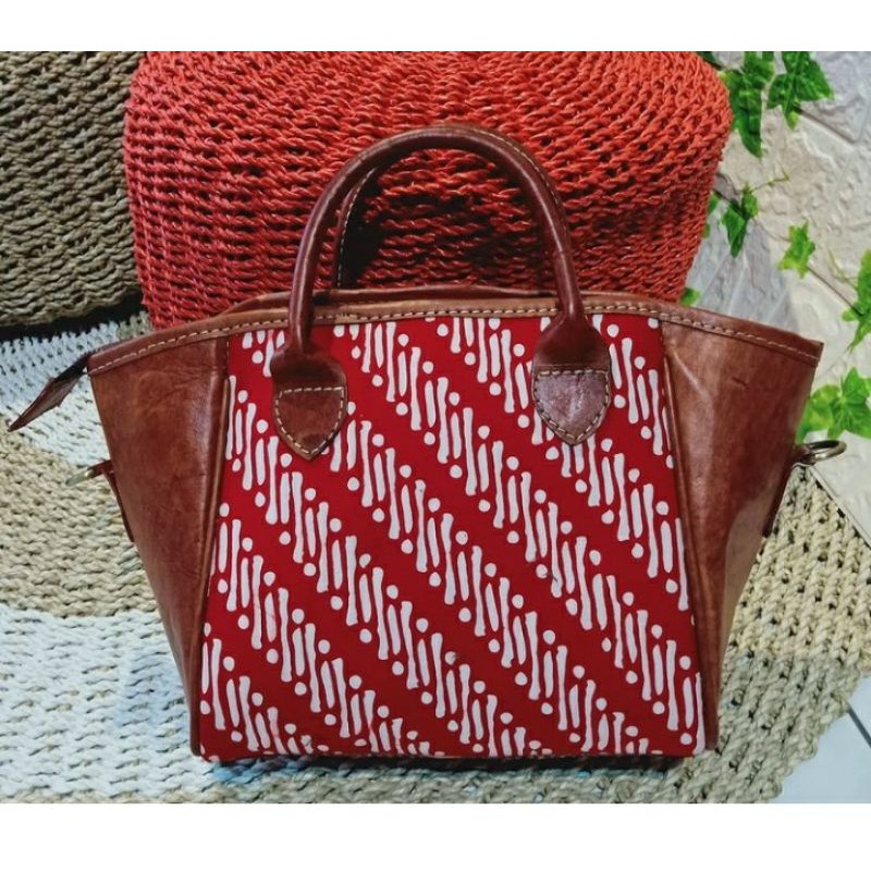 tas kulit rania batik/taskulit/taskerja /taswanita kulit/ tas batik