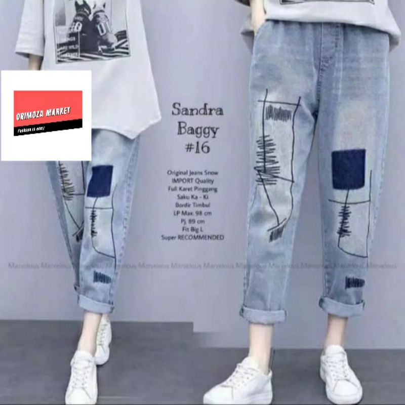 BAGGY JOGGER PANT KOREAN STYLE CELANA JEANS WANITA ALL SIZE L Up to XL PINGGANG KARET (SLIDE RIGHT UNTUK VARIAN LAINNYA)