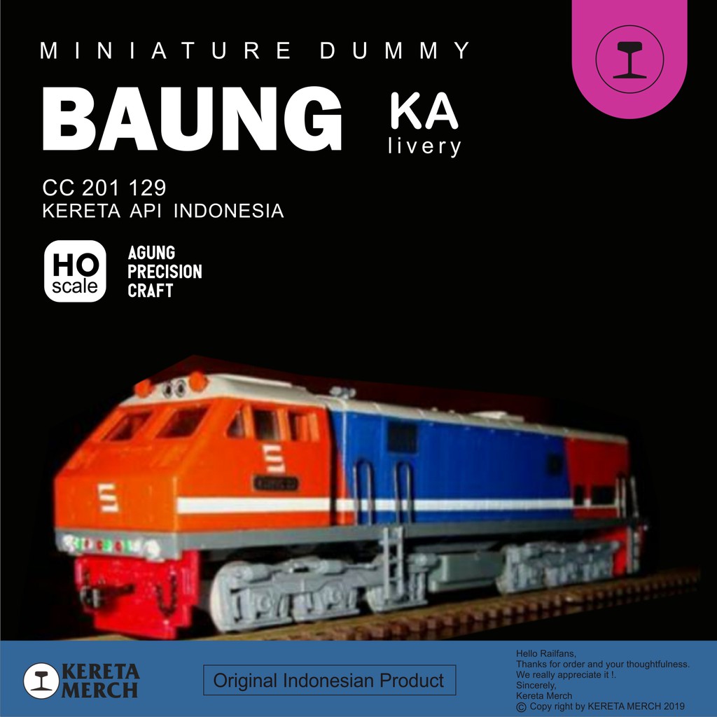 MINIATUR KERETA API INDONESIA MAINAN LOKOMOTIF ANAK DIECAST MAKET SEPUR CC 201 129 AGUNG CRAFT HOBI