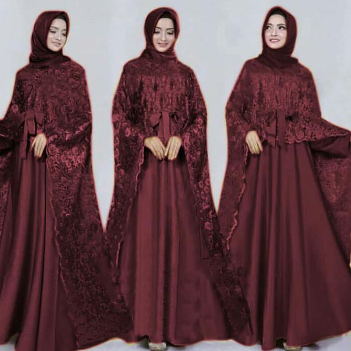 Ninda Maxi Dress Brukat Muslim Wanita, Gaun Pesta Panjang Wanita Tukoyuyu03