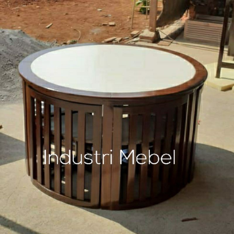 Set Meja Makan Jati Jepara Minimalis - Kursi Meja Makan Bundar Bulat Harga Murah