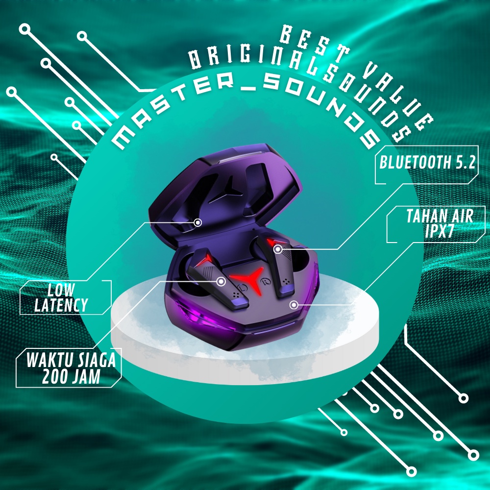 Earbuds Earphone Bluetooth 5.2 Wireless Low Latency Gaming Mode Full Stereo Headset Tws Power Bank W