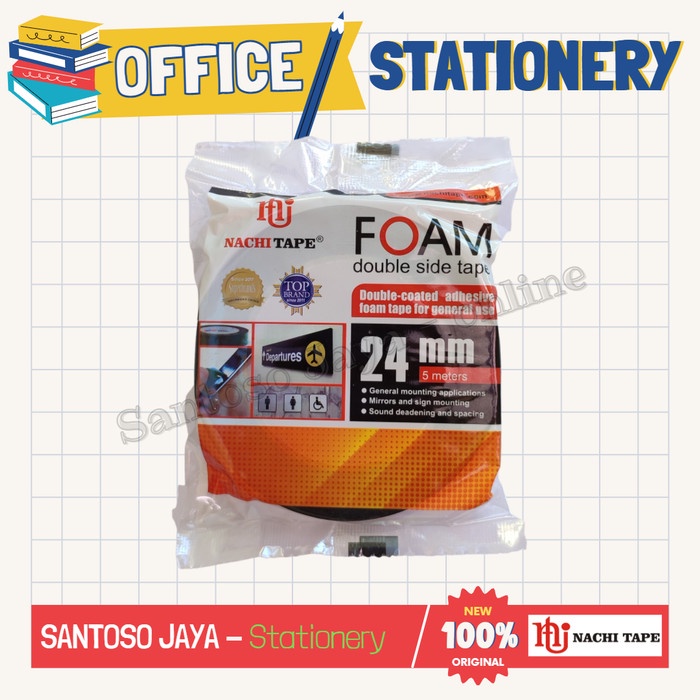 

Isolasi Selotip Bolak-Balik - FOAM Double Side Tape NACHI 24mm 1 inch
