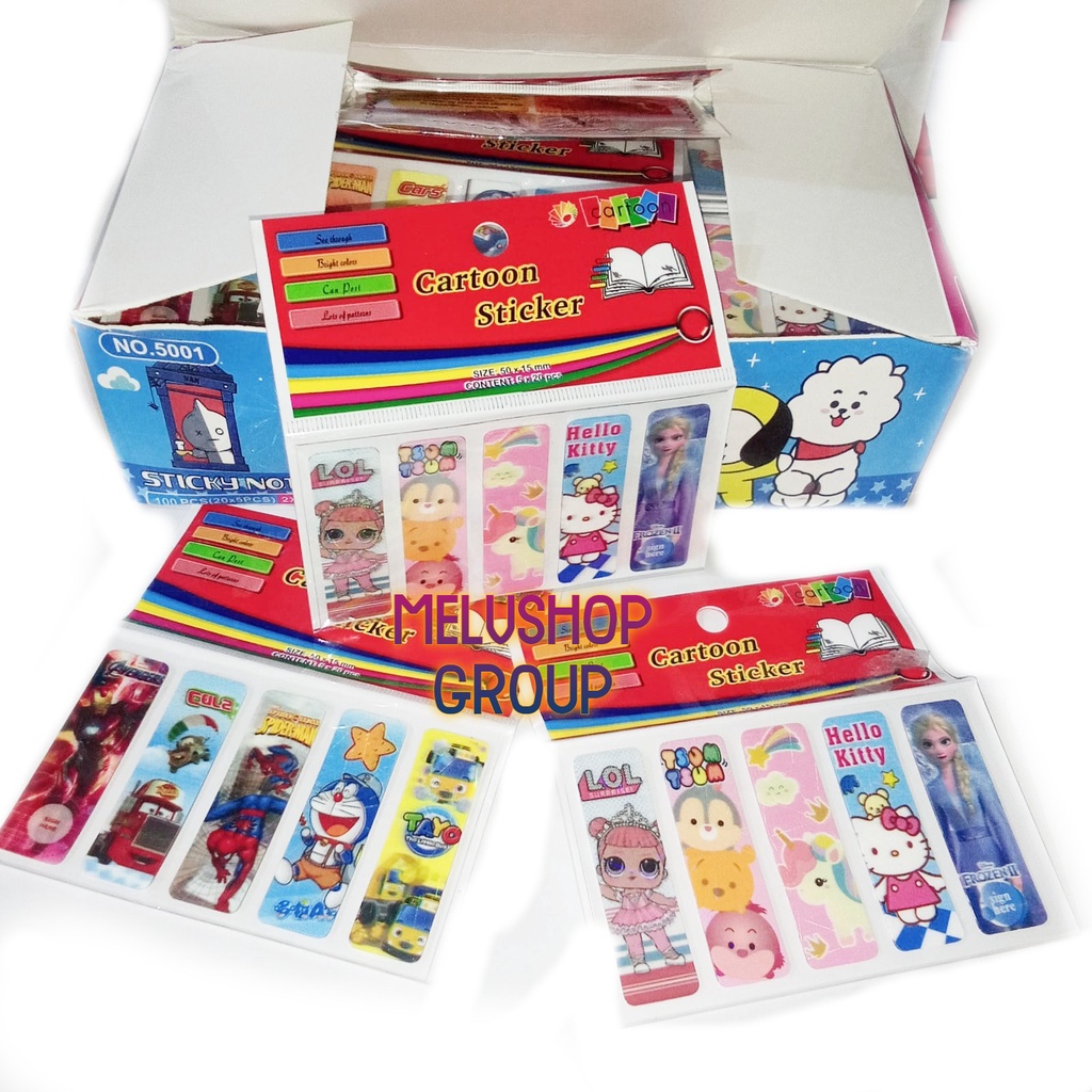 

STICKY NOTES / POST IT KARAKTER / STIKER PEMBATAS BUKU (100 lembar per Bungkus)