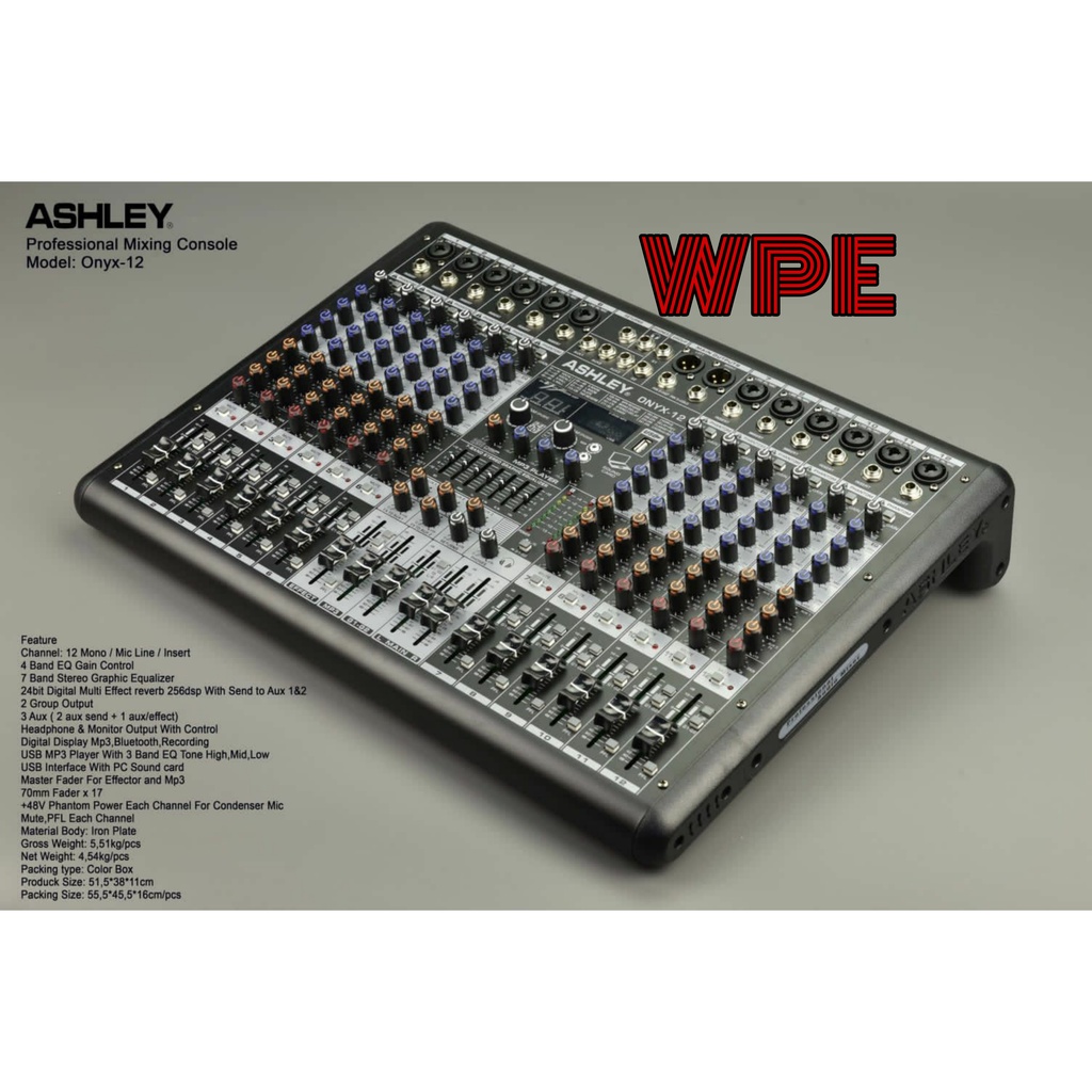 mixer audio ashley onyx 12 onyx12 12channel original